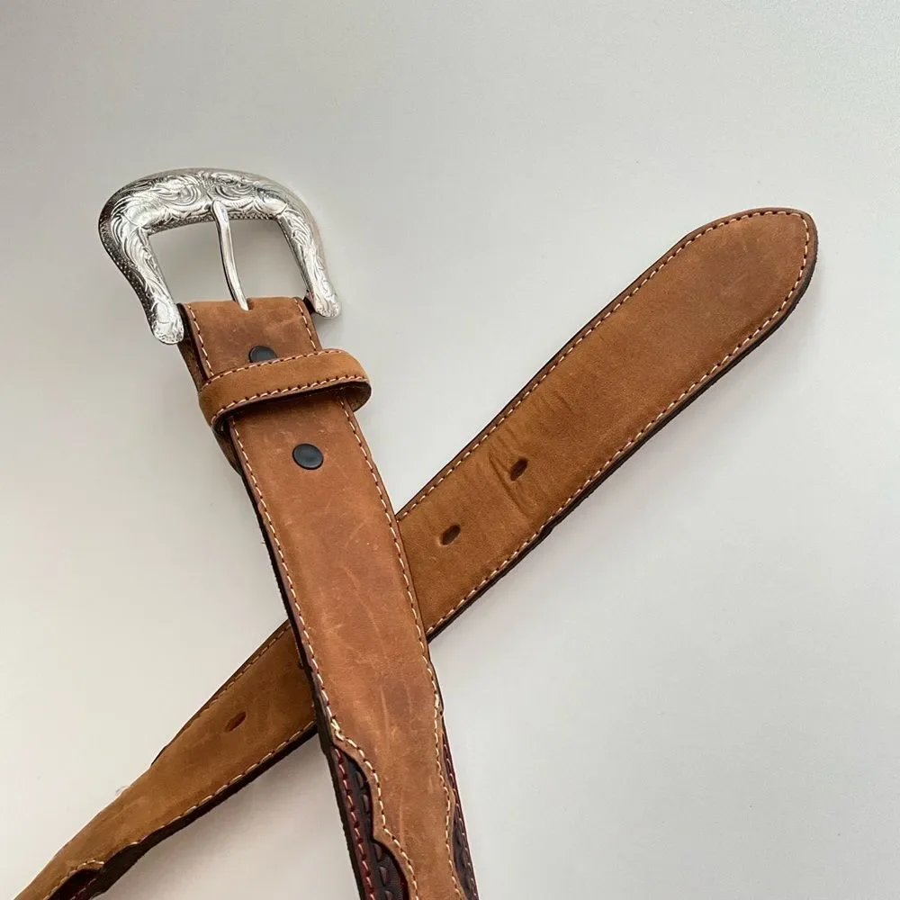 Justin Brown Leather Belt Western 44
